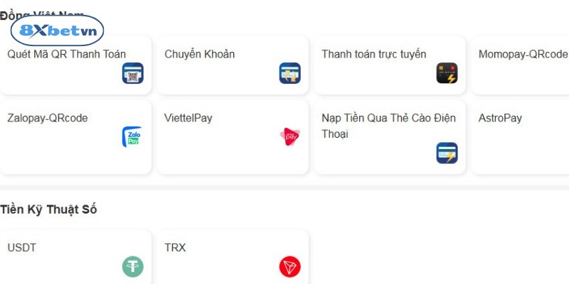 Nền tảng 8Xbet cung cấp đa dạng hình thức giao dịch